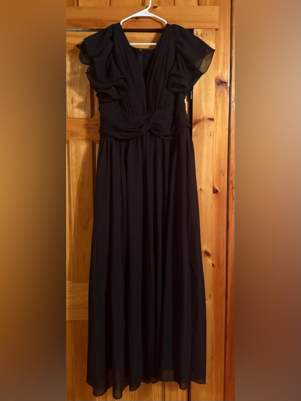 0XL- worn once- Classic Black Maxi Dress with Twist Waist Detail